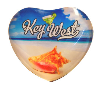 Heart Shape Glass Magnet--Key West Conch