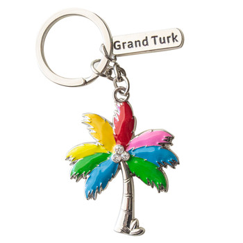 Metal Palmtree Keychain With Diamond