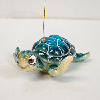 Cartoon Turtle Blue Ornament 3 1/2" X 4"
