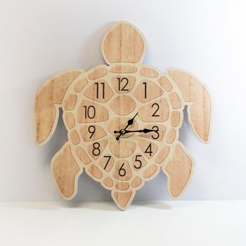 Wooden Turtle Die Cut Clock 16" Wooden Turtle Die Cut Clock 16"