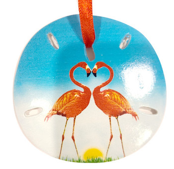 Sand Dollar Flamingo Ornament 3"