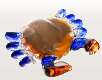 Glass Blue Crab 6"