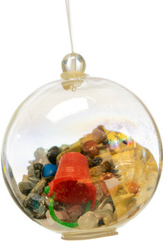 Bubble Ornament with Gemstones and Natural Sand 2.25"