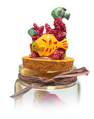 Glass Magnet  w/ Coral Fishes Topper 3.5"