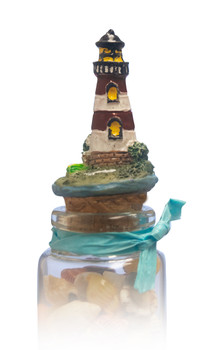 Glass Magnet  w/ Light House Topper 4"