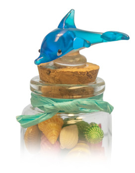 Small Bottle w/ Glass Dolphin Topper 4"