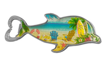 Dolphin Foil Bottle Opener Magnet 4"