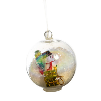 Bubble Ornament with Holiday and Snow 2.25"