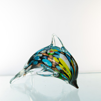 Glass Mixed Color Dolphin 6"