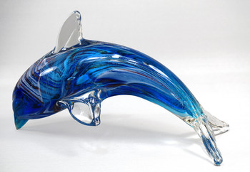 Glass Blue Color Dolphin 6"