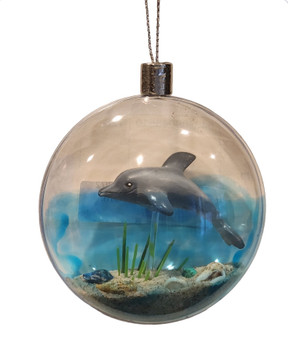 Half Bubble Ornament with Dolphin