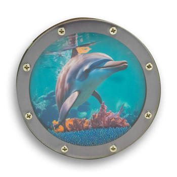 Dolphin Port Hole MDF Magnet