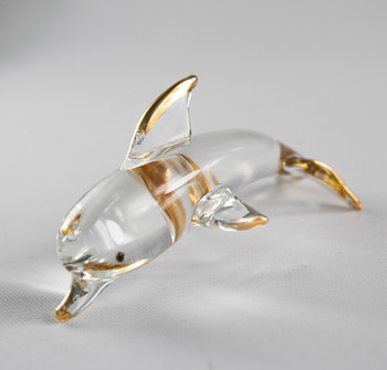 Glass Clear Dolphin with Gold