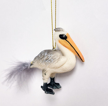 Pelican Ornaments with Feathers
