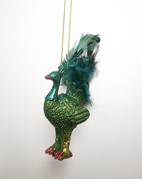 Peacock Ornaments with Feathers