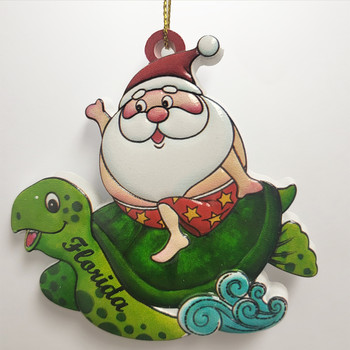 Santa on Turtle Ornament