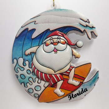 Santa Surfing Ornament