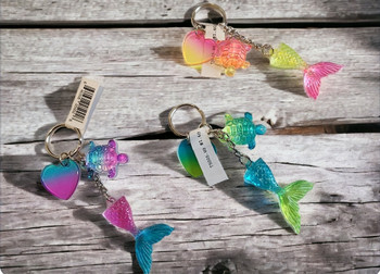 Mermaid Tail with Sea Turtle-Heart Accent Keychain