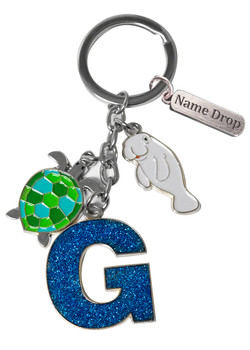 Manatee & Turtle Initial Key Chain