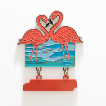F5279 Metal Flamingo Magnet With Dangle