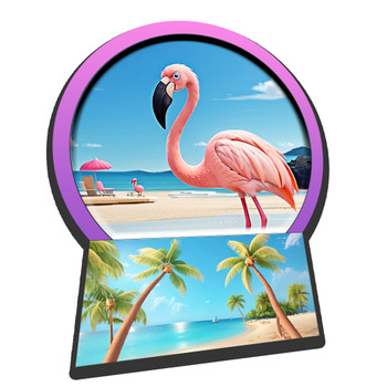 F5270 Snow Globe Magnet Flamingo