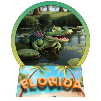 F5271 Snow Globe Magnet Gator FL