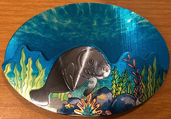 Double Epoxy Foil Manatee Magnet