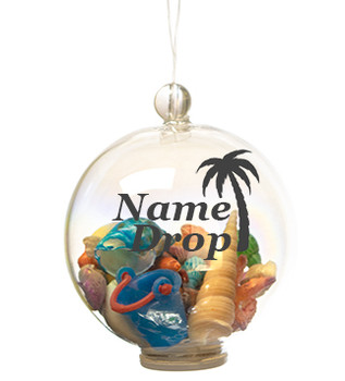 Boxed Bubble Ornament with Shells and Natural Sand 2.25"