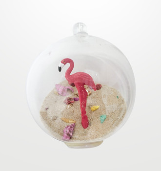 Boxed Bubble Ornament Flamingos