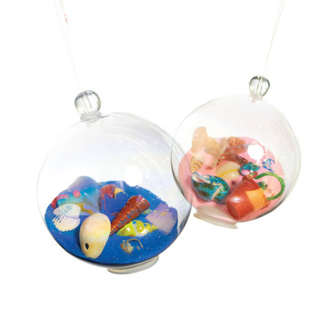 Boxed Bubble Ornament with Shells and Blue and Pink assorted 2.25"