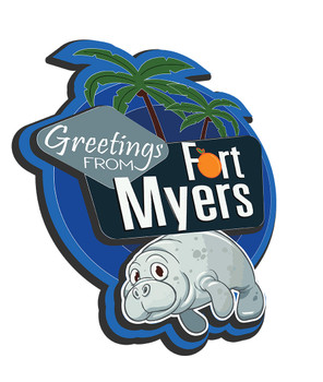 Double Epoxy Foil Manatee Magnet Fort Myers