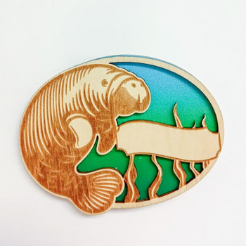 5273 Wood Magnet Manatee