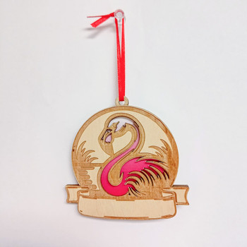 5279 Wood Ornament Flamingo