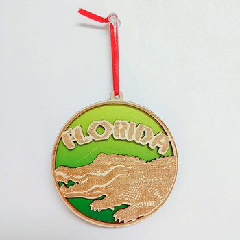 5281 Wood Ornament Alligator FL