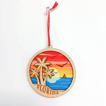 5283 Wood Ornament Palm FL