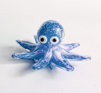 367 Glass Small Octopus Blue 3"