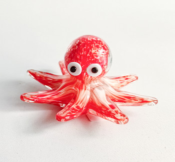 367 Glass Small Octopus Red 3"