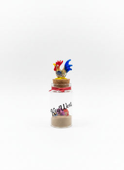 Glass Magnet  w/ Glass Rooster Topper Key West 3.5"