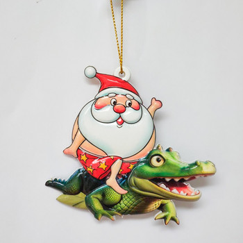 5001 Santa on Gator Ornament