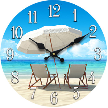 Beach Umbrella Glass Clock 13"X 13"