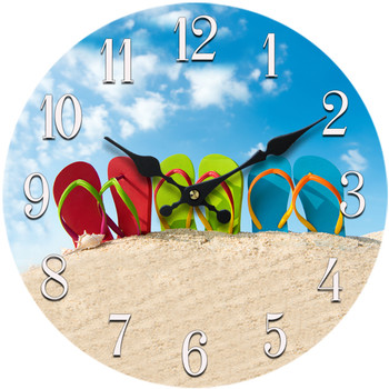 Flip Flops Glass Clock 13"X 13"