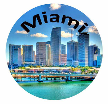 Miami Skyline  Glass Magnet 50mm