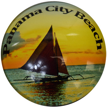 Panama City Beach Sail Boat Glass Magnet 50mm