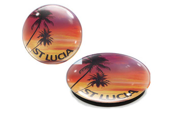 St Lucia Orange Beach G1000-85 Glass Magnet 50mm