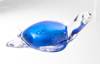 Glass Turtle 5" Blue