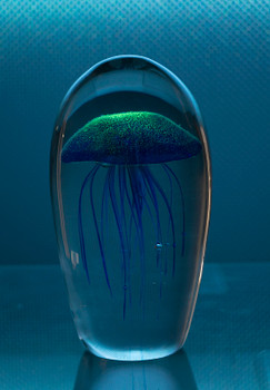 Glass Jellyfish 6 1/2?Navy Blue