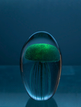 Glass Jellyfish 4 1/4?Navy Blue