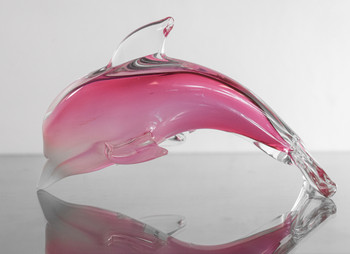 Glass Dolphin Pink 6"