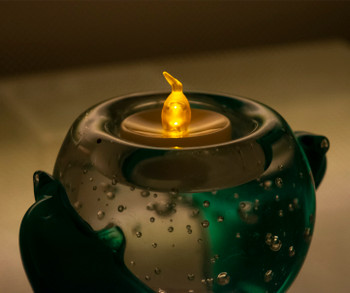 Glass Dolphin Tea Light Holder 3"