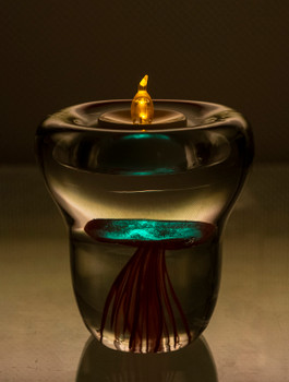 Dark Red Glass Jellyfish Tea Light Holder 4"